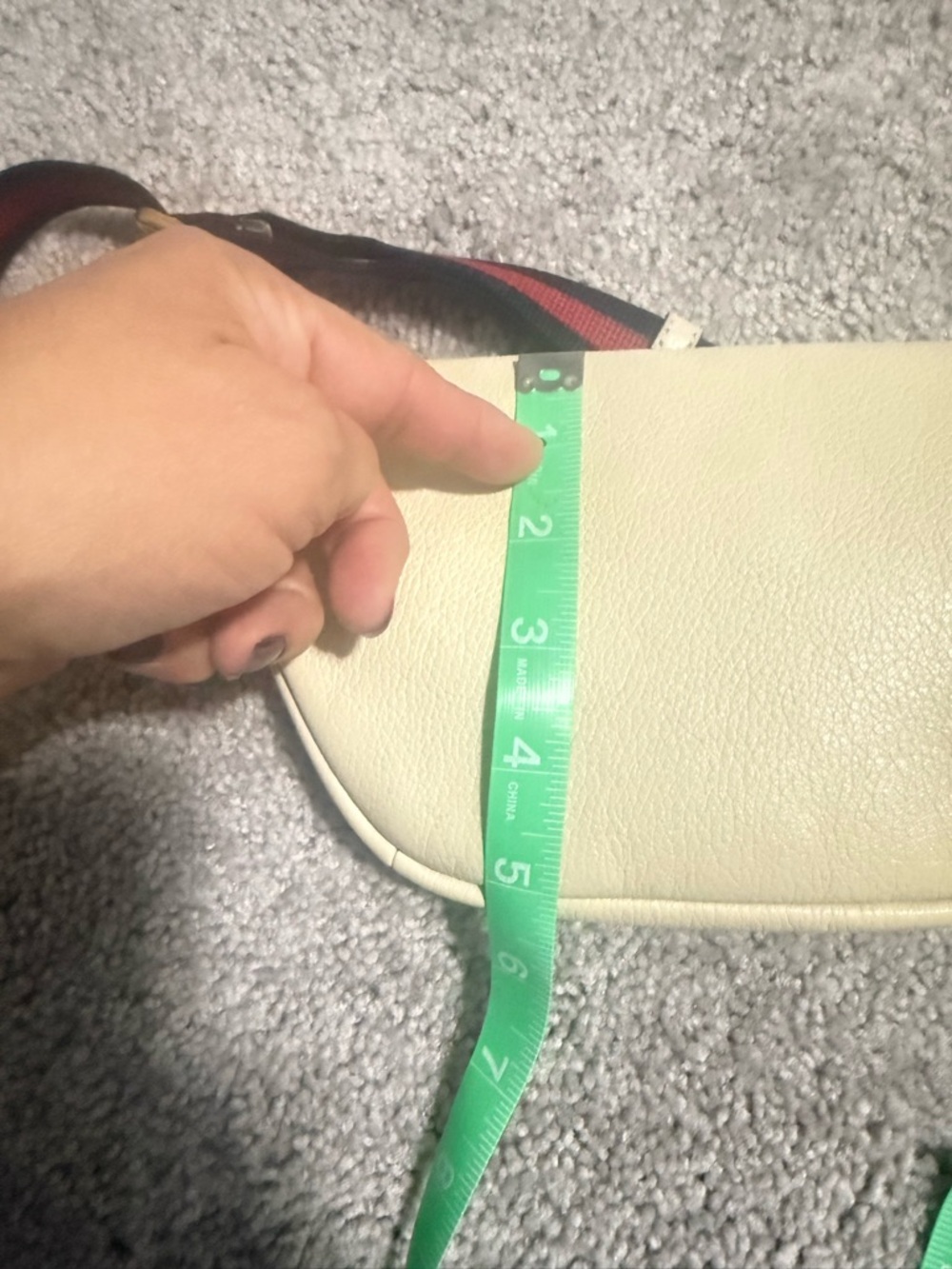 Gucci Cream Leather Belt Bag with Green-Red Web and Navy-Red Strap - Picture 11 of 11